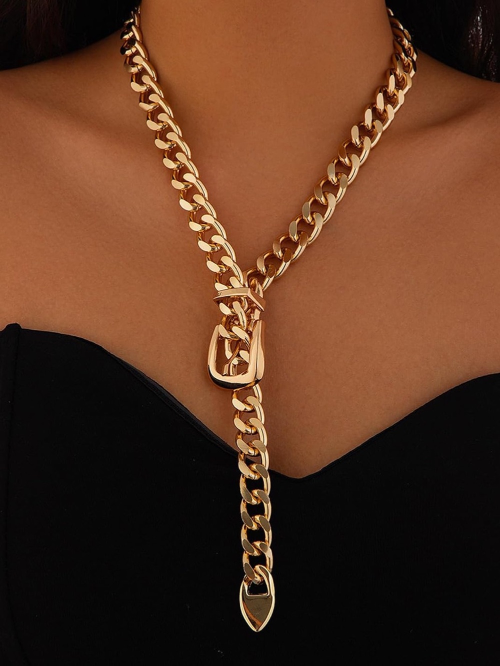 Anthropologie Gold Cuban-Link Lariat Necklace
